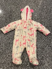 WIPPETTE KIDS Baby Girl 3 - 6 Months Bunting Pink Giraffe Snowsuit  Warm (A6)