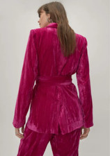 BNWT Nastygal Velvet Wrap Waist Suit Blazer Hot Pink Size:8 RRP:£125.00