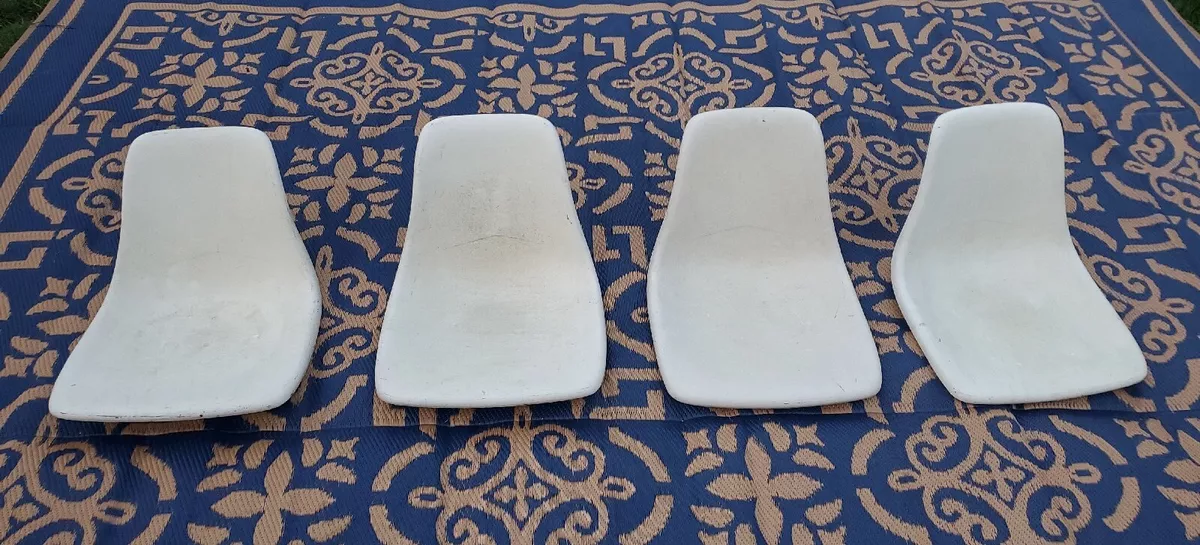 4 Herman Miller Eames Style Fiberglass Side Shell Chair White VINTAGE (L3)