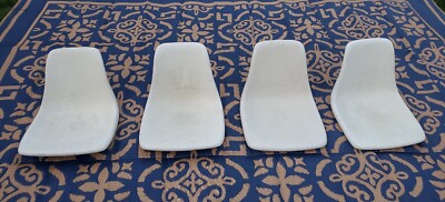 4 Herman Miller Eames Style Fiberglass Side Shell Chair White VINTAGE (L3)