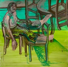 Brigitte Tietze West-Berlin Akt im Raum Frau auf Stühlen #222 Expressiv