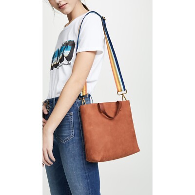 Madewell The Zip-Top Transport Crossbody in Nubuck Leather Striped