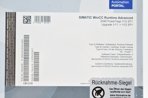 Siemens simatic WinCC Runtime Advanced 2048 PowerTags V12 SP1 6AV2104-3FF02-0AE0 - Zdjęcie 2 z 2