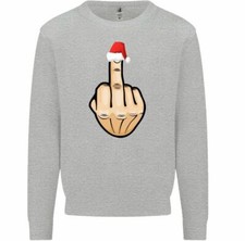 Christmas Finger Flip Sweatshirt Mens Funny Offensive Rude Xmas Bah Humbug