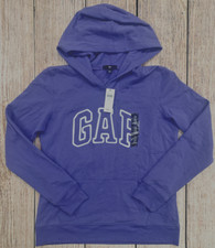 Womens Sz S Pullover Hooded Sweatshirt GAP Logo Hoodie Purple
