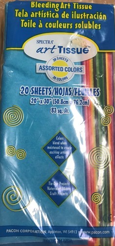 Spectra Bleeding Art Tissue 20-Color Assorted colors- 20X30", 20 Colors