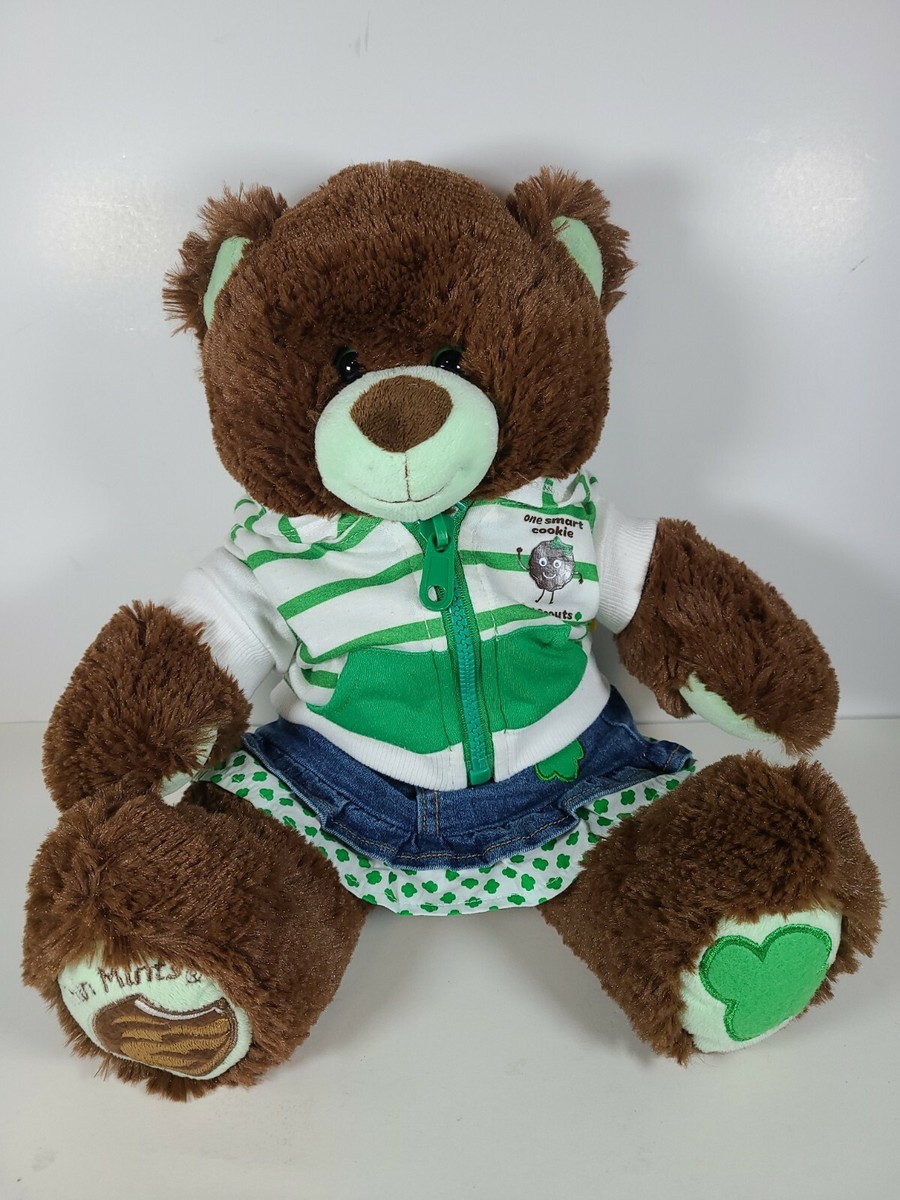Build-A-Bear Girl Scout Thin Mint Cookie Plush Bear w/ Skirt Hoodie