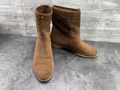 Michael Michael Kors Boots Women M Sunny Shoes Brown Perforated Suede  Bootie