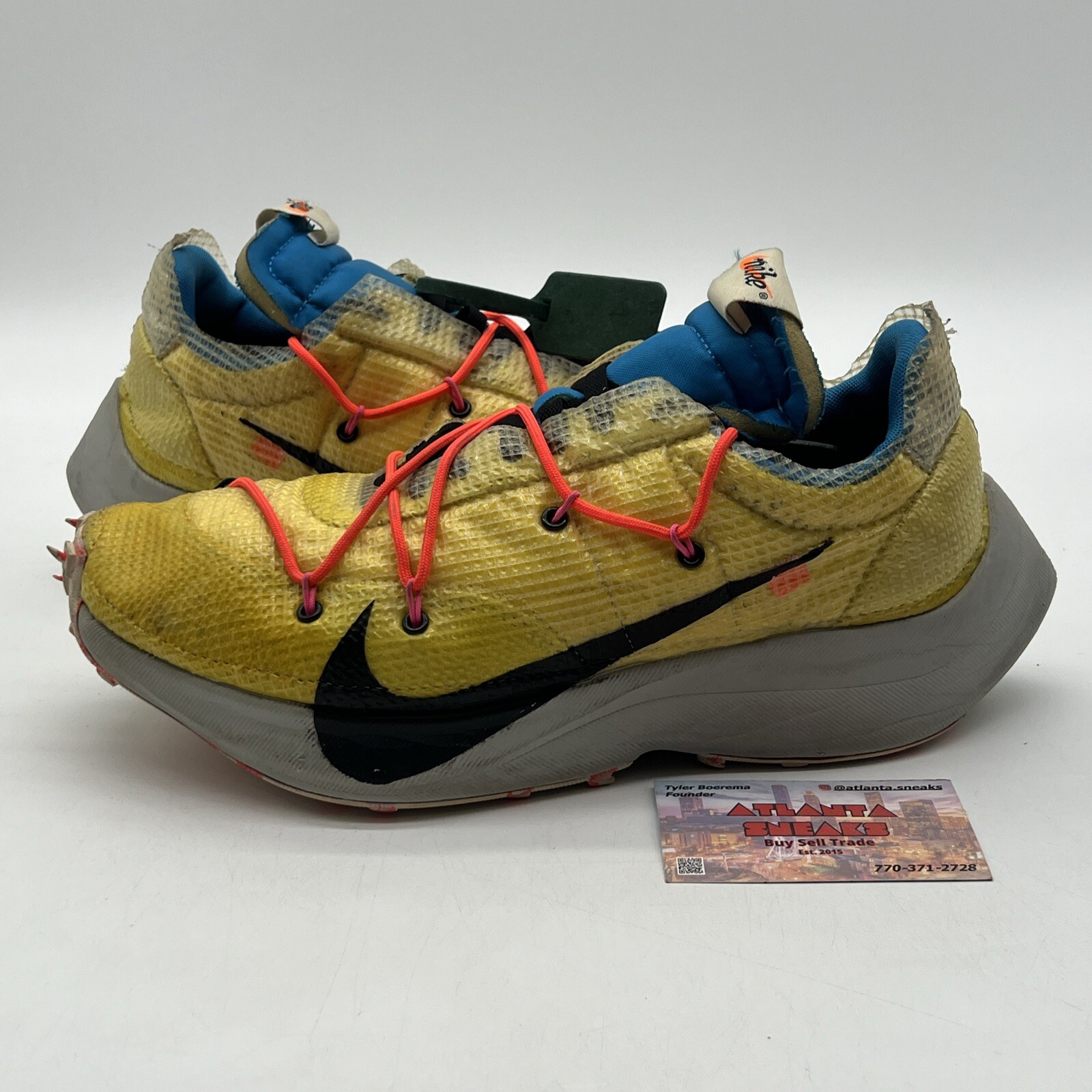 OFF WHITE X NIKE Taglia 12 Nike Vapor Street x bianco sporco giallo basso con blu arancione CD8178 700