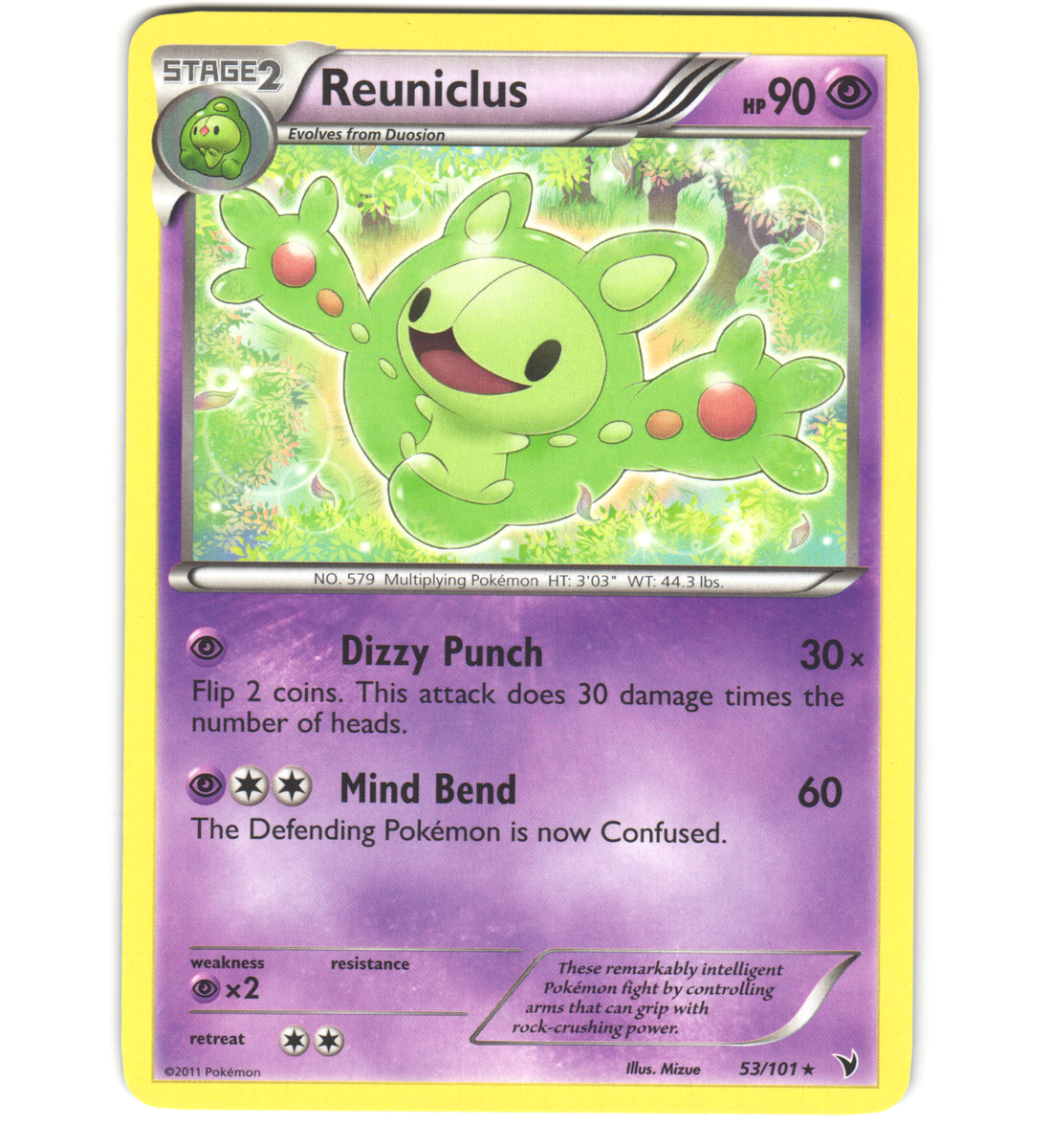 Pokemon 2011 Near Mint NM Reuniclus Noble Victories Rare 53/101 Card Pokemon 2011 Near Mint NM Reuniclus Noble Victories Rare 53/101 Card