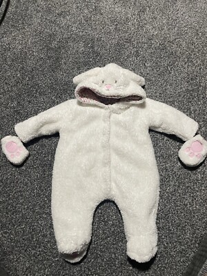 Jojo Maman Bebe Bunny Pramsuit Snowsuit 0-3m UK
