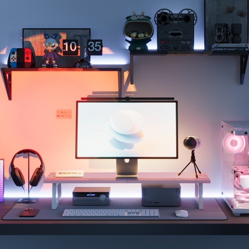 31.5 inch Dual Monitor Stand Riser for Wood & Steel Desktop Riser Organization. - 第 28/35 張圖片