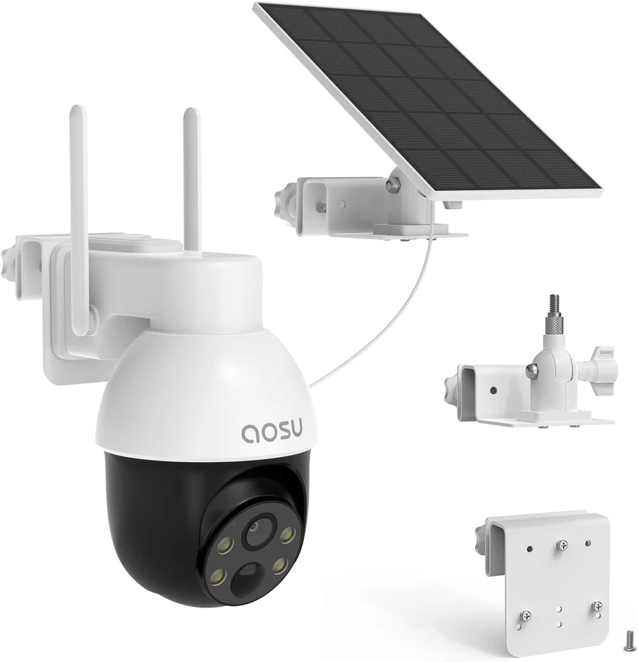 Telecamera E Pannello Solare per Grondaia, Compatibile Con AOSU 2K 3MP / 3K 5MP