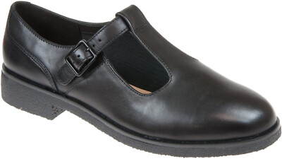 Clarks Damen T-Bar Schuhe GRIFFIN TOWN schwarz Leder UK 7,5 / 41,5