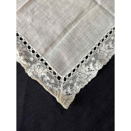 Fazzoletto da sposa vintage avorio belga pizzo e lino - Foto 2 di 3