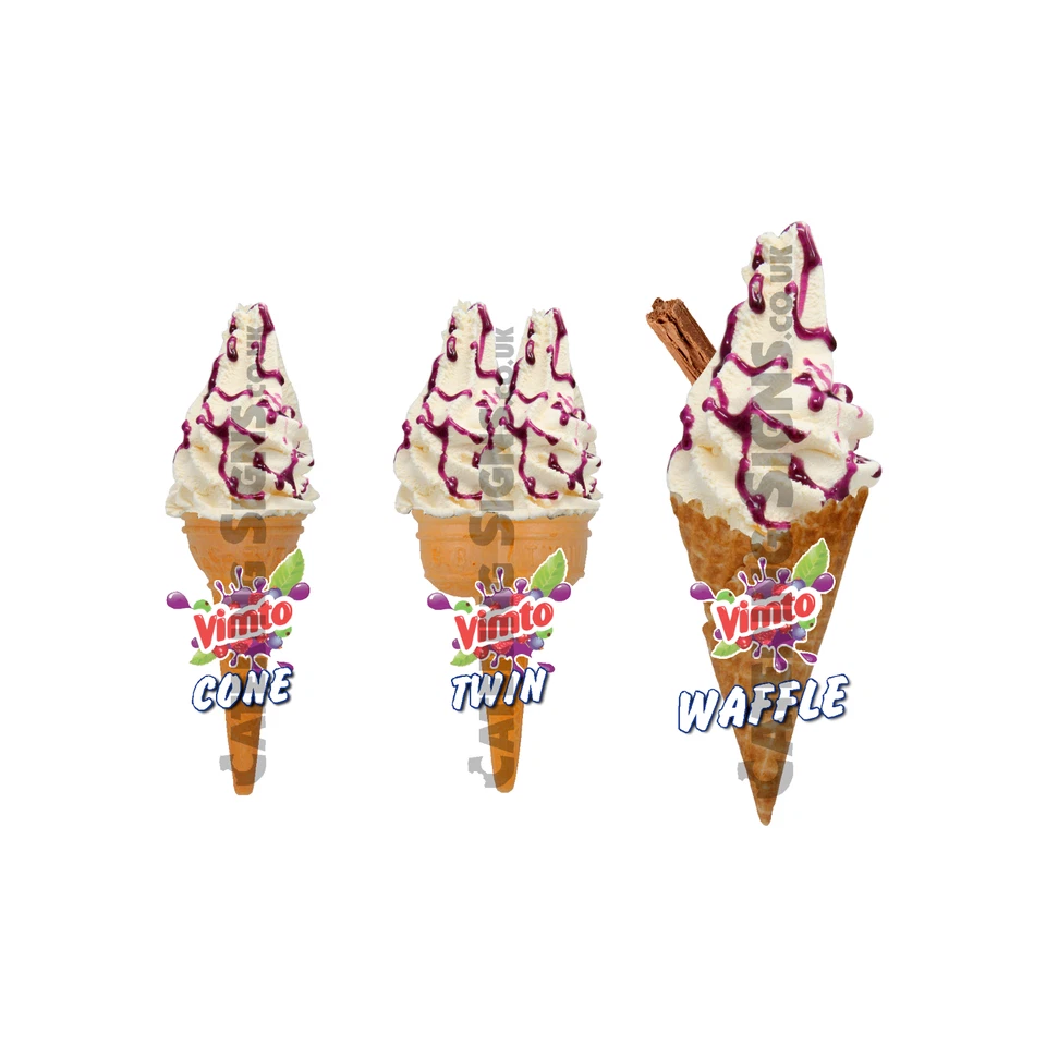 Vimto Whippy Ice Cream Cone Sticker Set of 3 - Single, Twin & Waffle decals