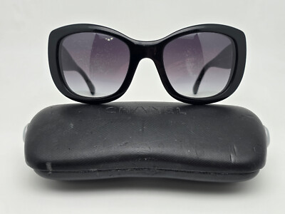 Chanel 5239 c. 501/3C Shiny Black Frame Grey Gradient Lens Sunglasses w/ Case