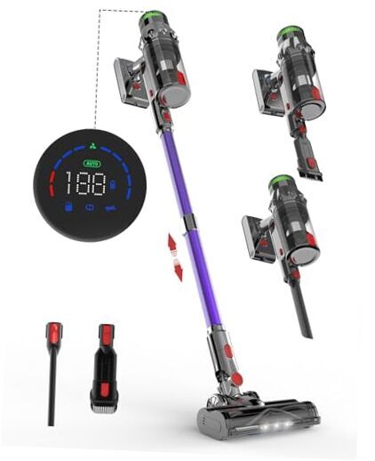 Cordless Vacuum Cleaner, Vacuum Cleaners for Home, 50KPA 500W Stick C11-purple