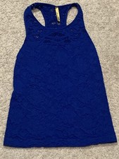 Womens Shirt Size Small Blue Textured Fabric Stretchy Racerback Sleeveless Shirt