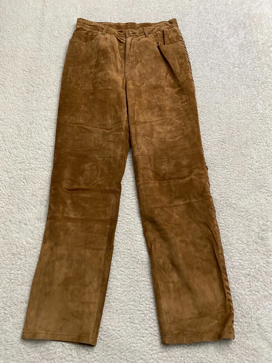 Jones New York Sport Women Straight Leather Pants Brown Size 8