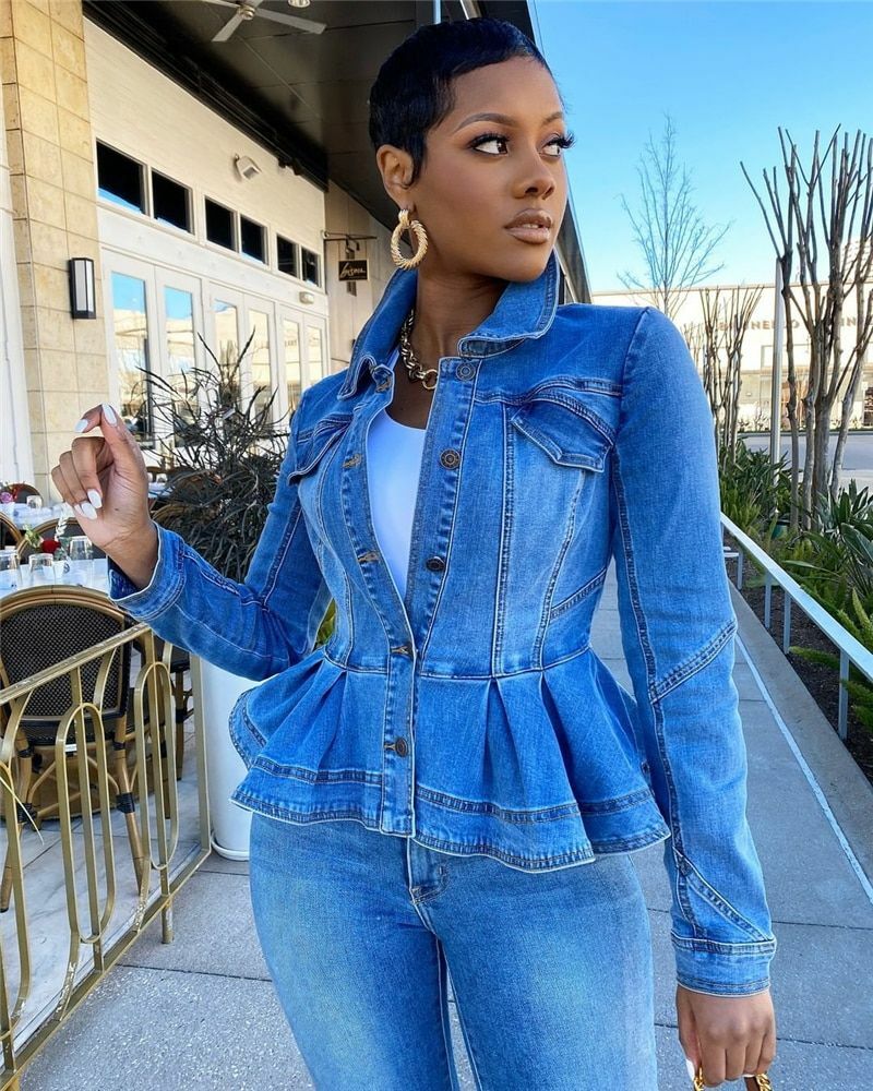 ruffled denim jacket