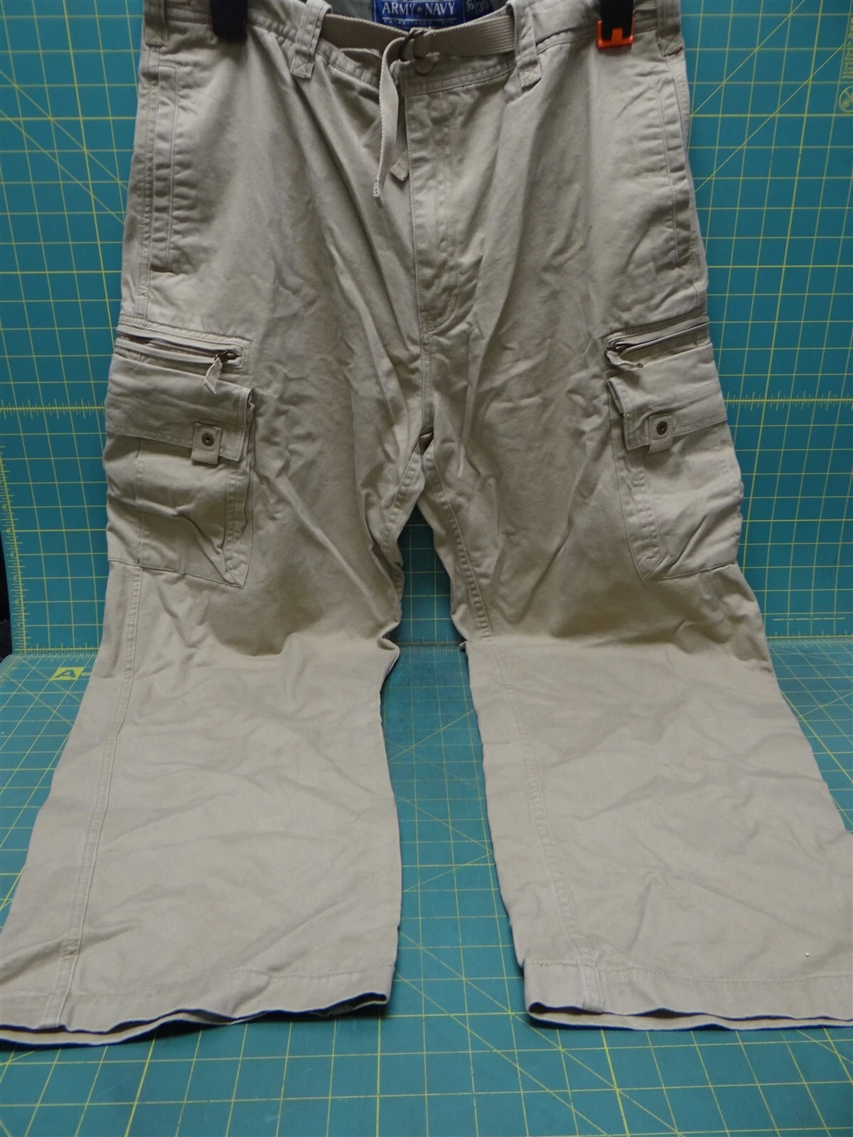 Army Navy Cargo Pants Regular Straight Leg Men's Cotton Pants 36/30 Khaki