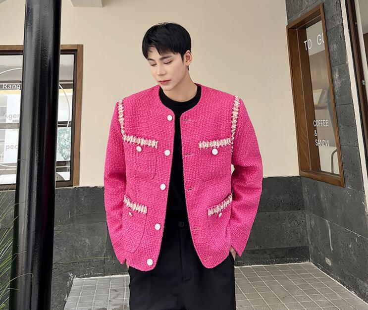 Men's Fashion Korean Style Round Collar Long Sleeve Loose