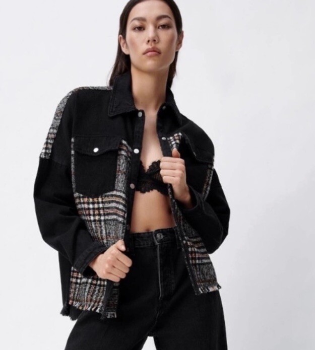 ★ZARA★ LIMITED EDITION CONTRAST DENIM JACKET ZARA Contrast Denim Jacket Shacket - worn on station 19
