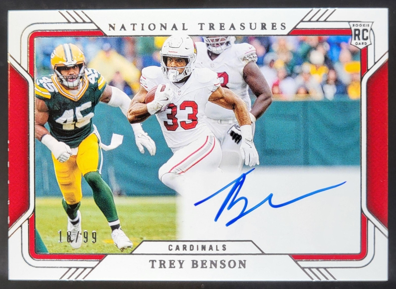 2024 Panini National Treasures Trey Benson RC Field Pass /99 Auto Cardinals MB