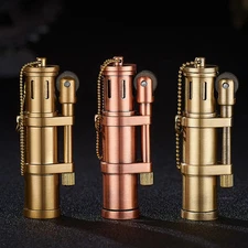 Antique Bronze Kerosene Lighter Flint Wheel Open Flame Vintage Collectible