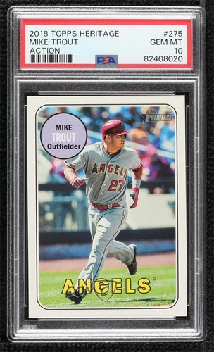 2018 Topps Heritage Action Variation SP (Running) Mike Trout PSA 10 GEM MT 7k6