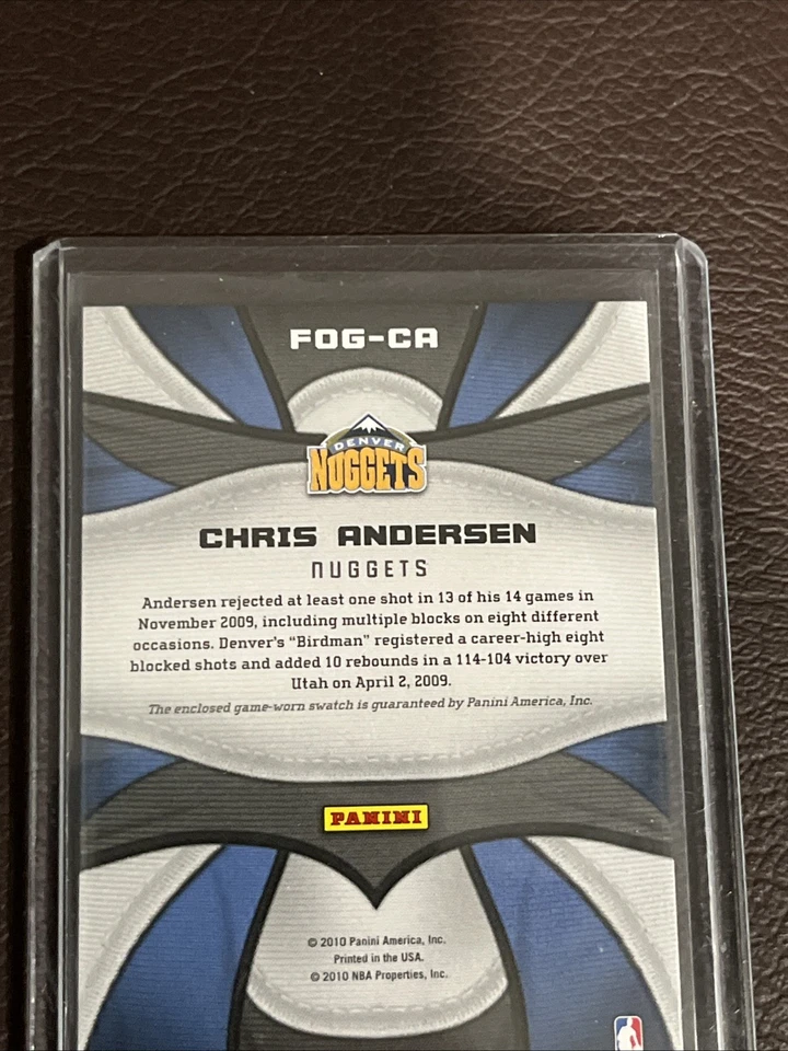 2009-10 Panini сертифицированный - ткань игры Chris Andersen #FOG-CA  - Изображение 4 из 4