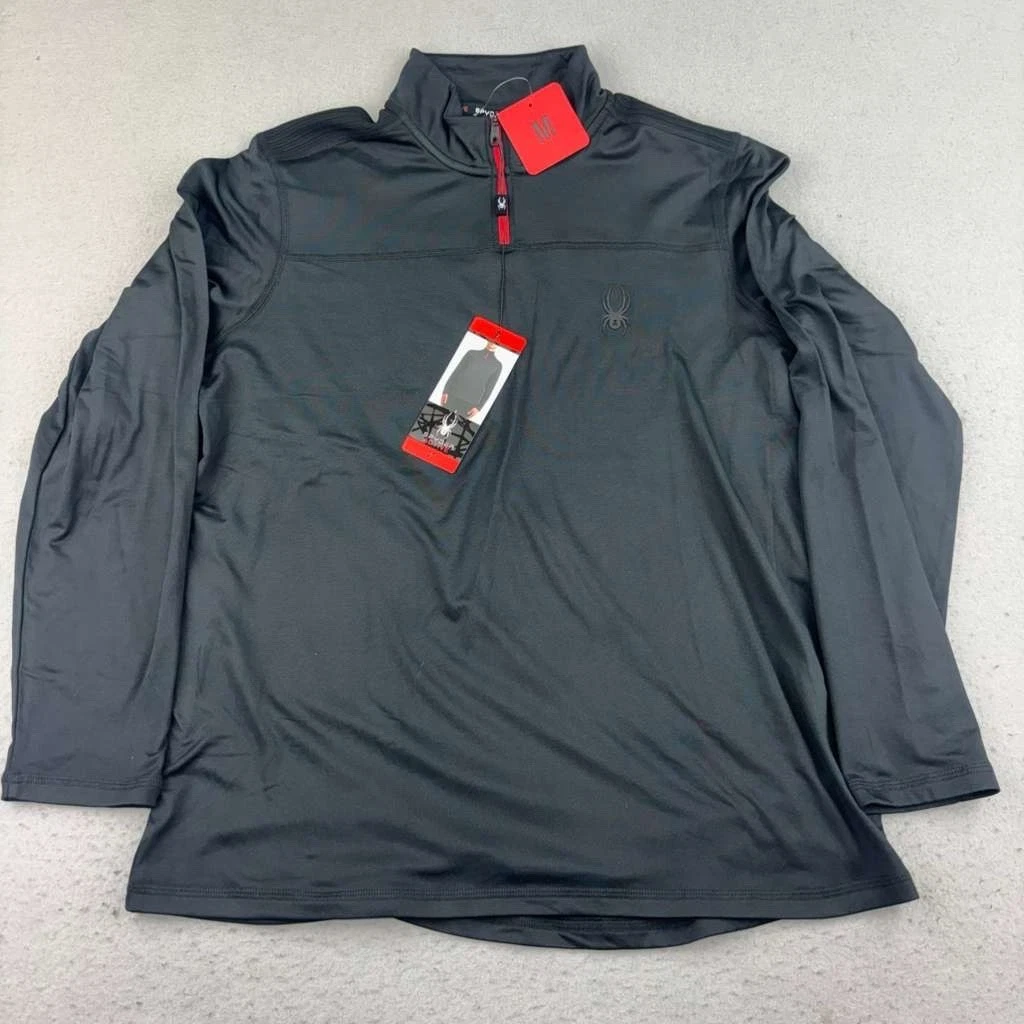 Spyder Shirt Mens Medium Black 1/4 Zip Long Sleeves Athletic Active Tee NWT