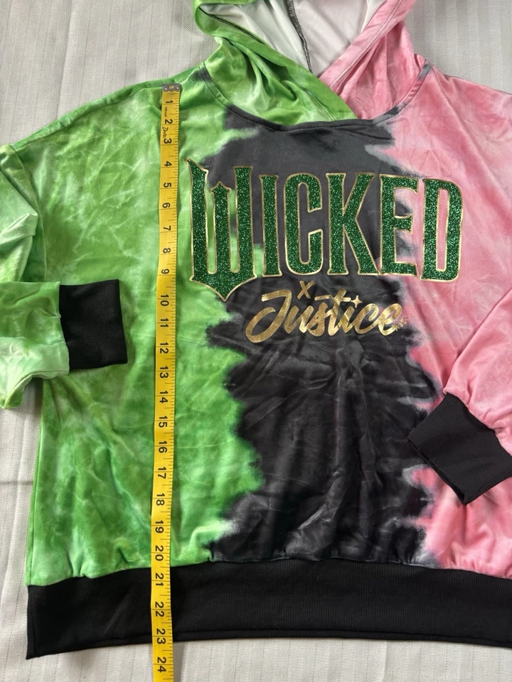 Wicked x Justice 女孩 Hoddie 运动衫 XL 码 16P / 18P 全新带标签 黑色,粉色,绿色 — 第 2/4 张图片