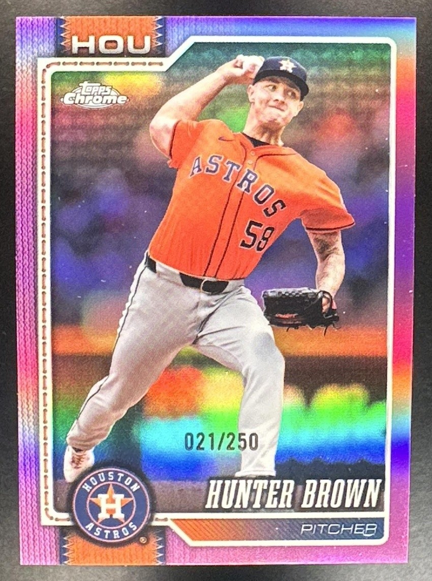 2026 Topps Chrome Hunter Brown #285 Pink Refractor 21/250 Astros