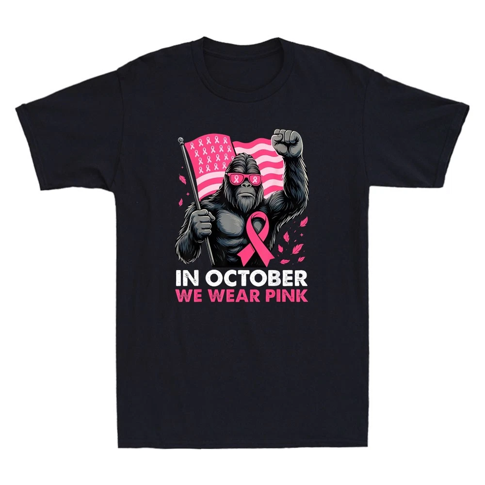 In October We Wear Pink Funny Bigfoot Breast Cancer Awareness Vintage T-Shirt
Opens in a new window