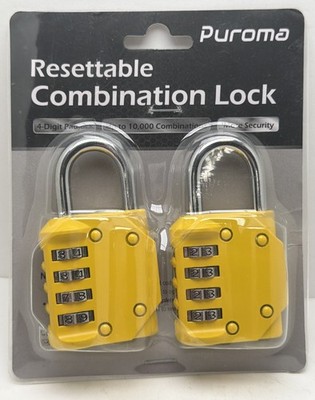 Puroma 2 Pack Combination Lock for Locker 4 Digit Outdoor Waterproof Padlock ...