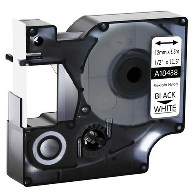 1x 18488 1/2'' x 11.5' Black on White Label Tape Used with DYMO Rhino 4200 5200