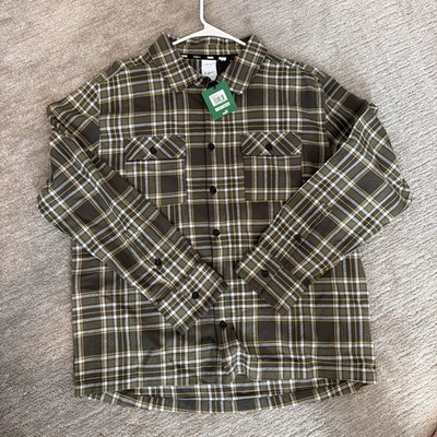 Puma Big Sean Shirt  Large Green Flannel Button Spellout Long Sleeve Mens NWT