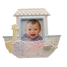 Noah's Ark Picture Frame 4 x 4 Baby Photo Nursery Ceramic Grasslands Road