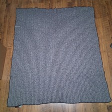 Vintage LOUISBURG SQUARE Wool Throw Blanket 50x58 Gray Herringbone Weave