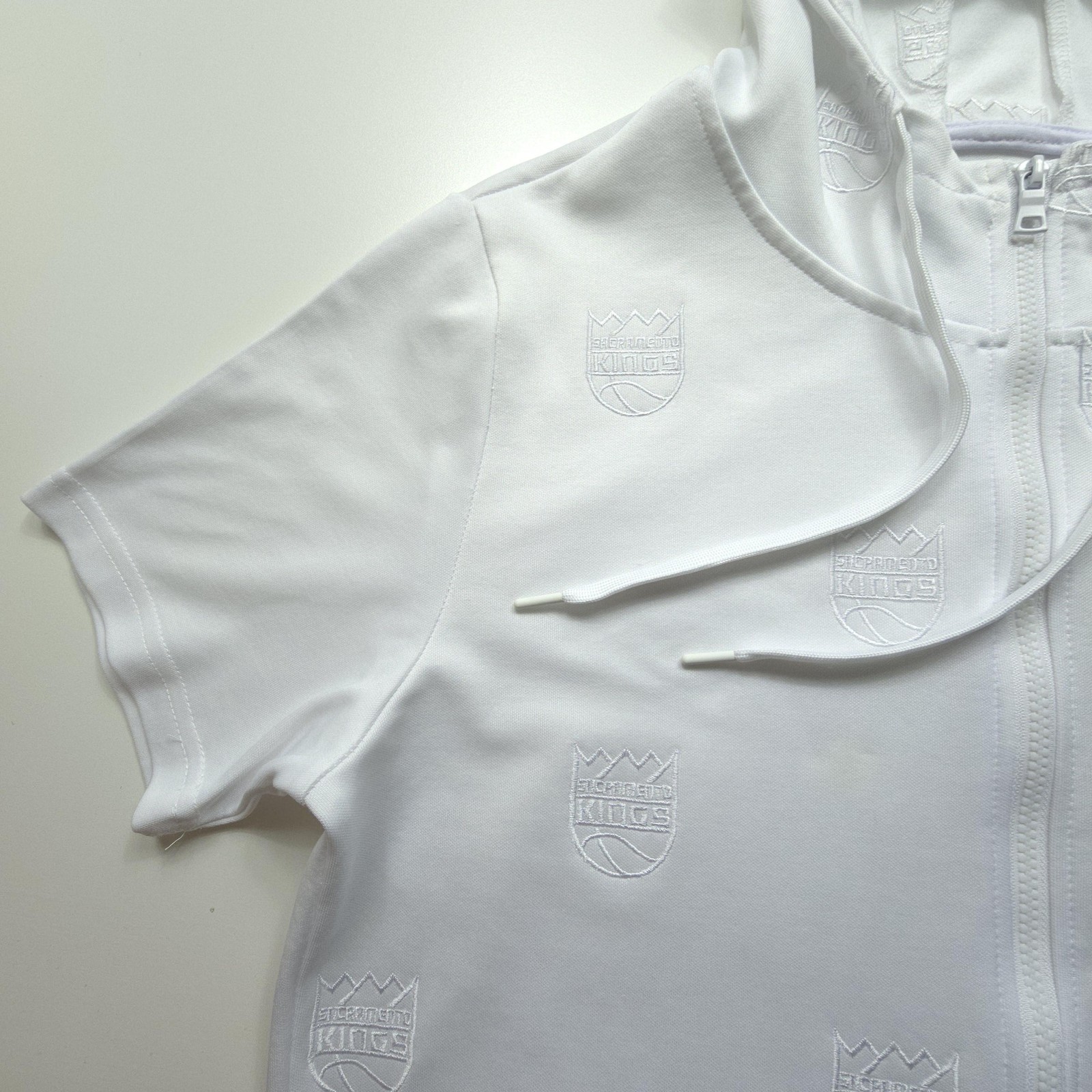 FISLL Sacramento Kings Hoodie Men Large White Purple NBA Basketball Full Zip Sac