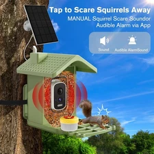 Solar Smart Bird Feeder w/ 2.5K Camera AI ID Weatherproof Bird Lover Gift Green