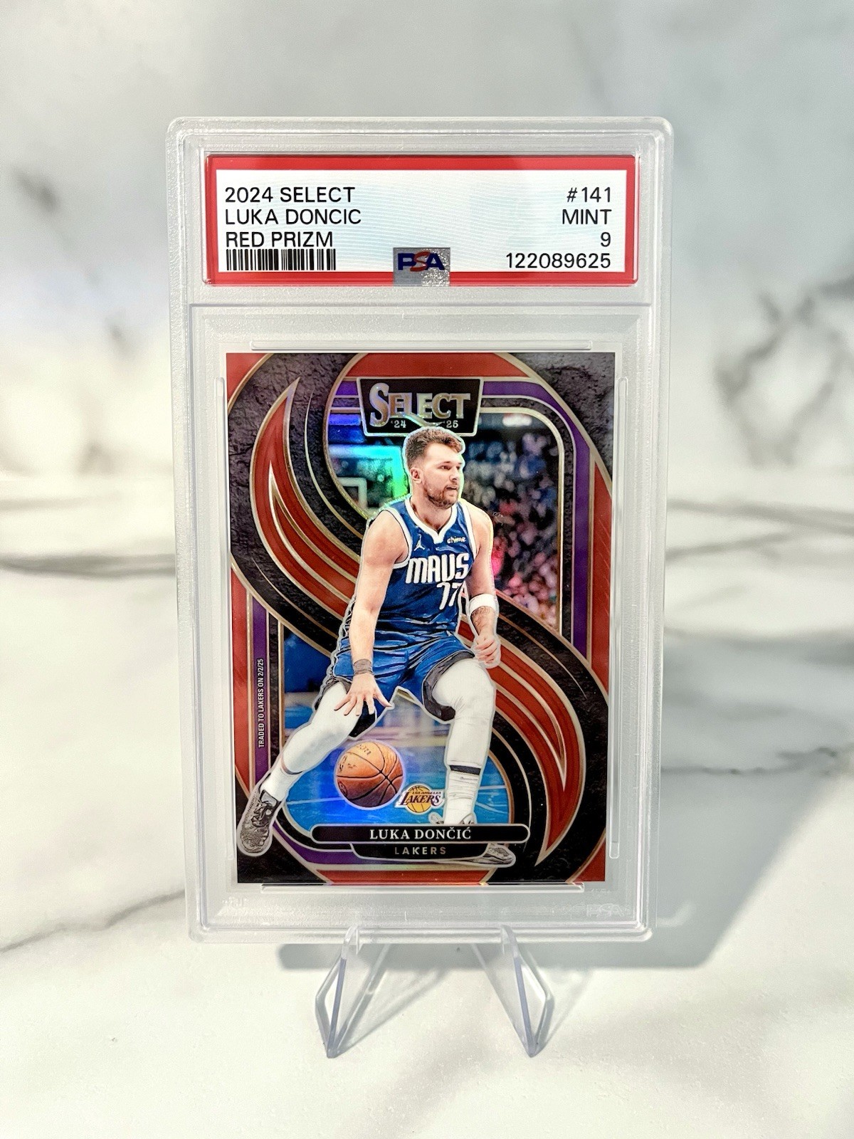 2024-25 Panini Select - Premier Level Luka Doncic #141 Red Prizm /199 PSA MINT 9