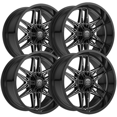 (Set of 4) Edge Off-Road 303BM 20x9 5x5''/5x5.5'' +0mm Black/Milled Wheels Rims