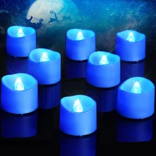 Homemory Blue Tea Lights Candles Battery Operated, 200+Hour Pack of 12, 