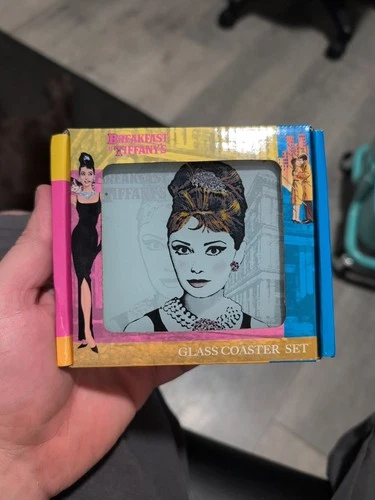 Vintage Breakfast At Tiffany's Glass Coaster Set