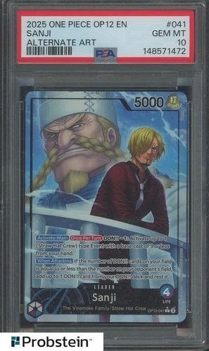 2025 One Piece OP12 EN #041 Sanji Alternate Art PSA 10 GEM MINT