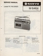 Sanyo M 6464 Cassette Recorder Service Manual