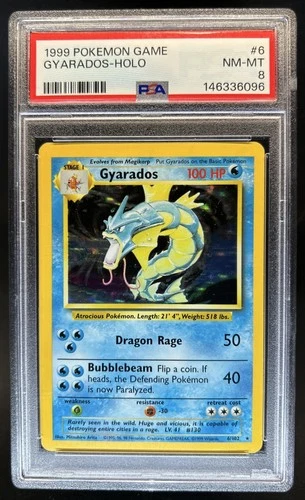 1999 Pokemon Unlimited Gyarados Rare Holo #6/102 PSA 8
